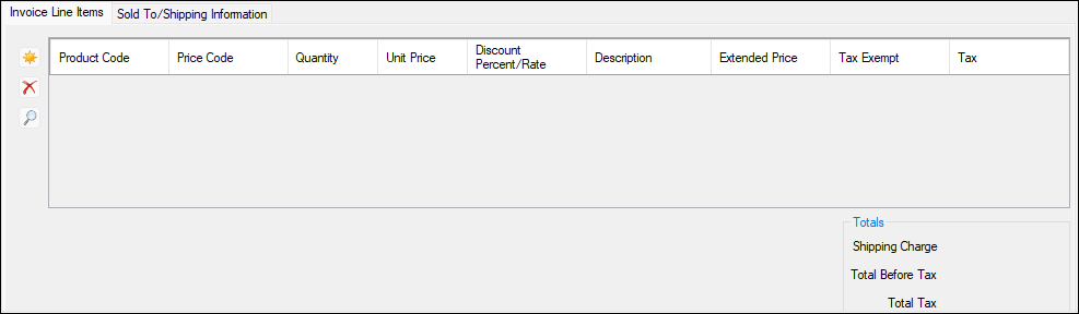 Invoice line item tab